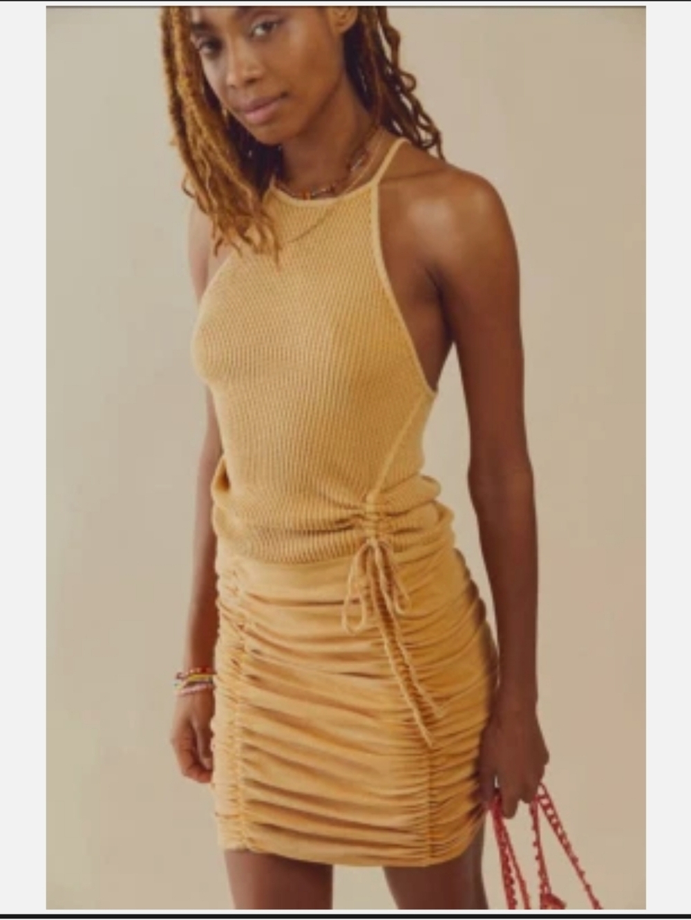 Free People Sleeveless Ruched Knit Mini Dress